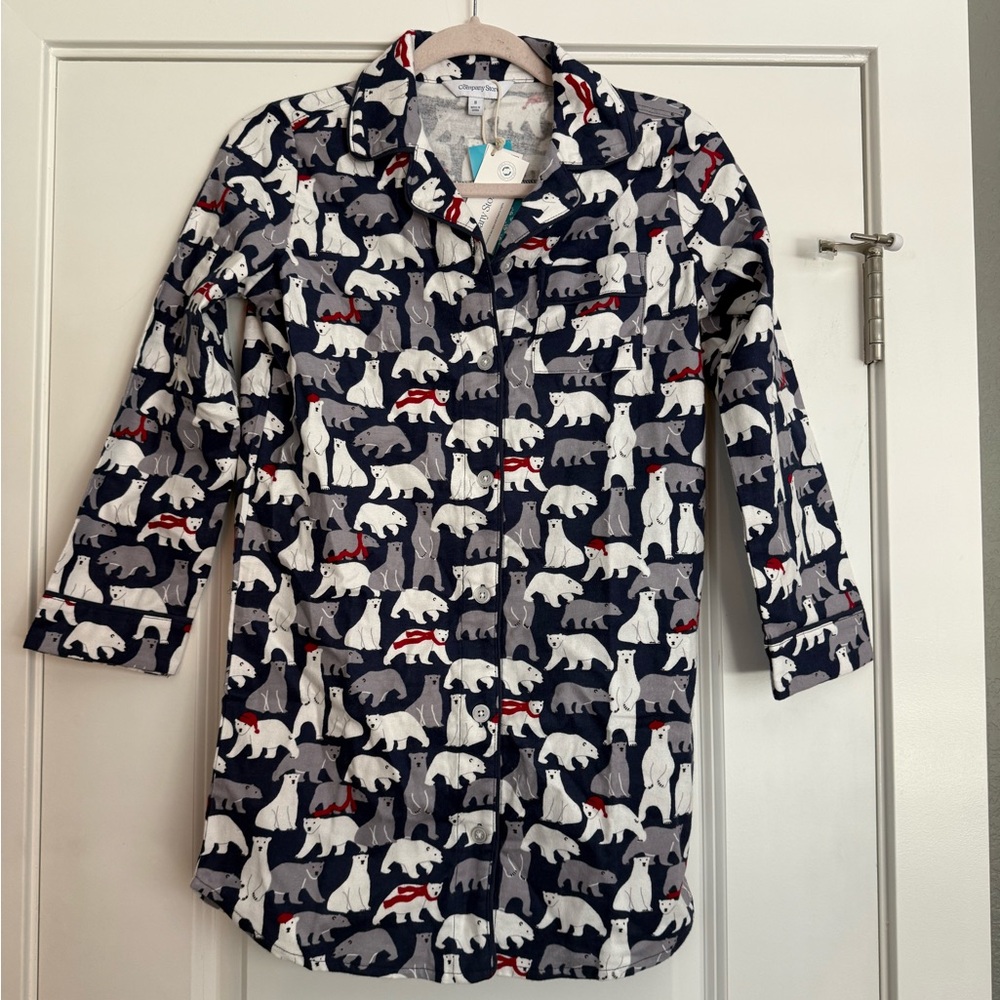 The Company Store CC Family Flannel Girls Winter Bears Night Shirt Navy
